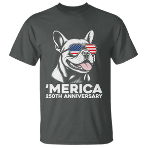 Merica French Bulldog Lover T Shirt 250th Anniversary Gift TS12 Dark Heather Print Your Wear