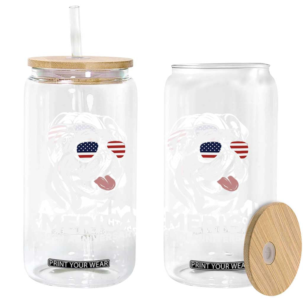 Merica English Bulldog Lover Glass Can 250th Anniversary Gift TS12 Print Your Wear