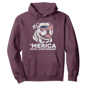 Merica English Bulldog Lover Hoodie 250th Anniversary Gift TS12 Maroon Print Your Wear
