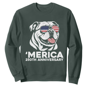 Merica English Bulldog Lover Sweatshirt 250th Anniversary Gift TS12 Dark Forest Green Print Your Wear