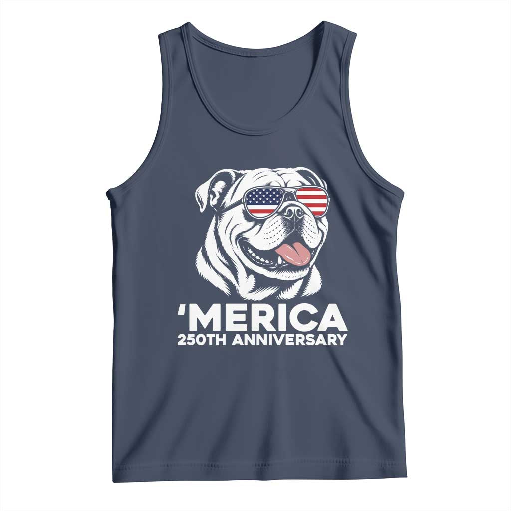 Merica English Bulldog Lover Tank Top 250th Anniversary Gift TS12 Navy Print Your Wear