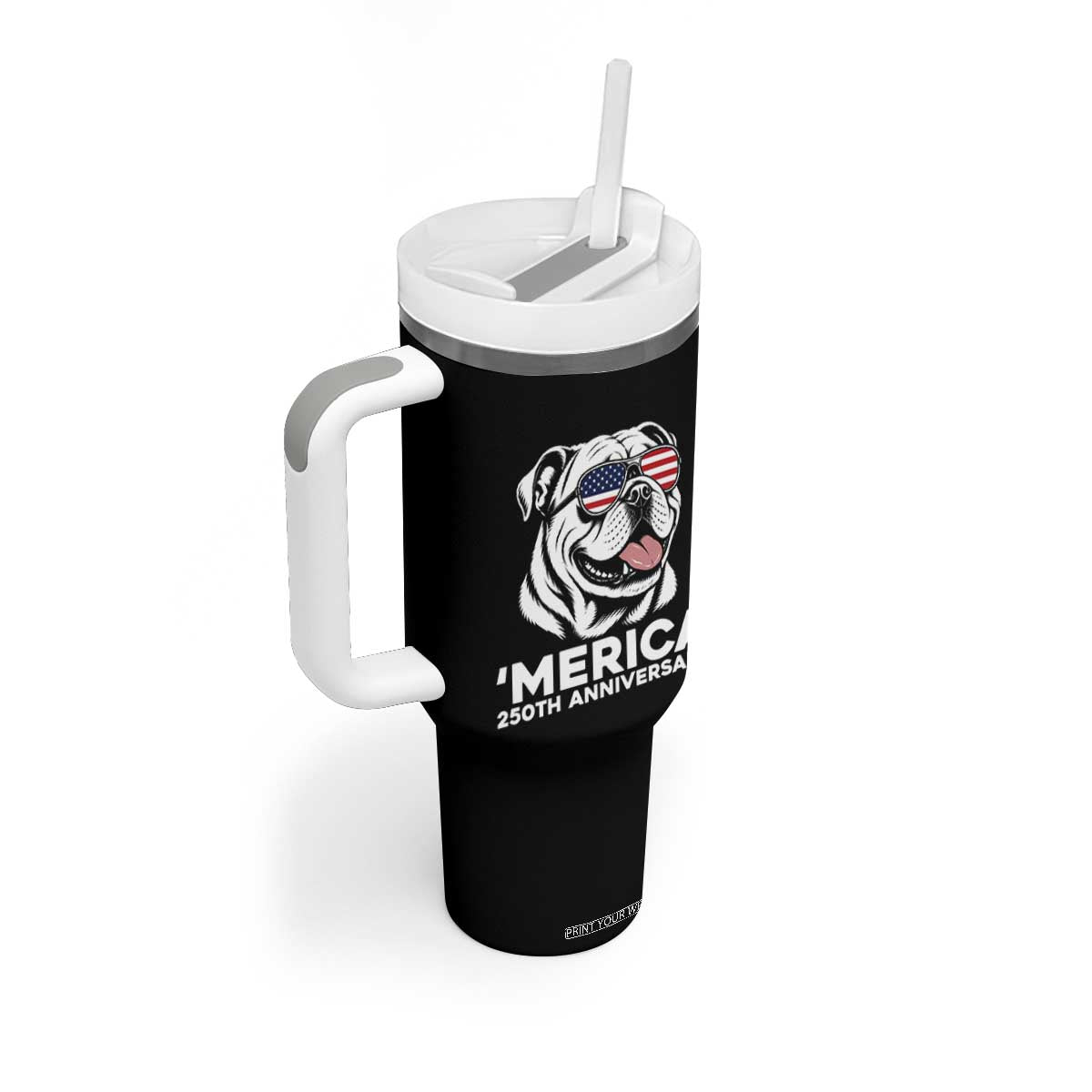 Merica English Bulldog Lover Tumbler With Handle 250th Anniversary Gift TS12 Print Your Wear