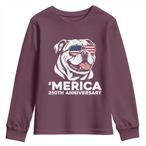 Merica English Bulldog Lover Youth Sweatshirt 250th Anniversary Gift TS12 Maroon Print Your Wear