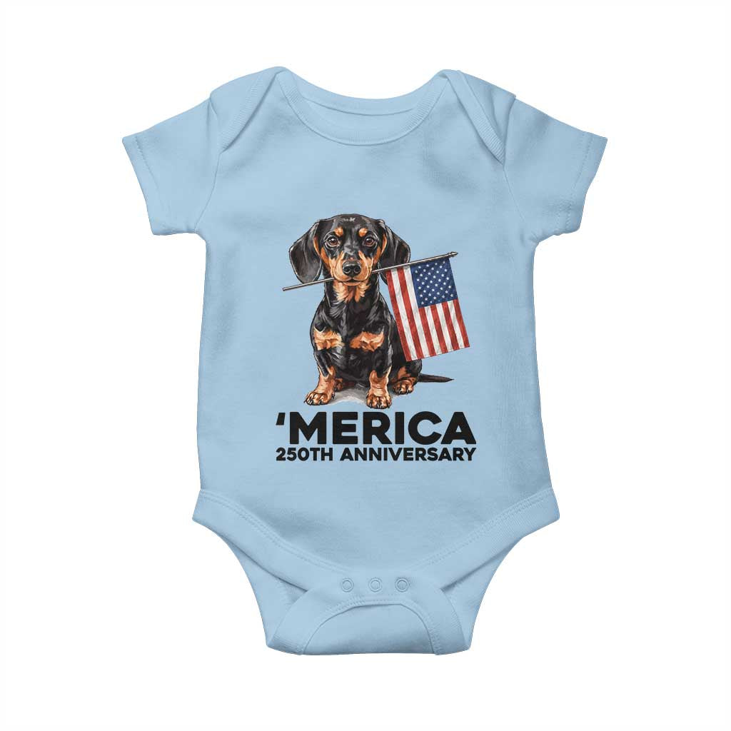 Merica Dachshund Lover Baby Onesie 250th Anniversary Gift TS12 Light Blue Print Your Wear