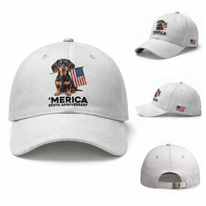 Merica Dachshund Lover Baseball Cap 250th Anniversary Gift TS12 Baseball Cap Universal Fit White Print Your Wear