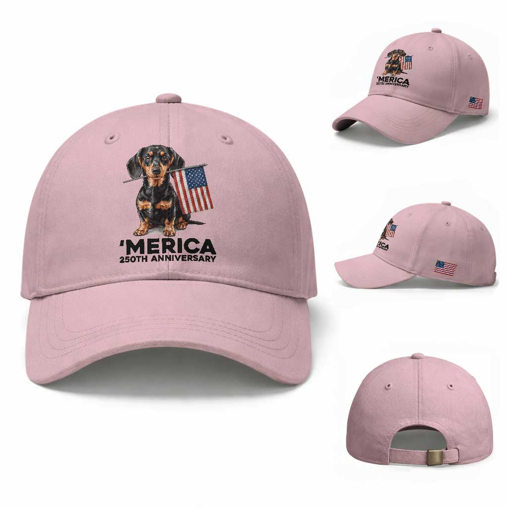 Merica Dachshund Lover Baseball Cap 250th Anniversary Gift TS12 Baseball Cap Universal Fit Light Pink Print Your Wear