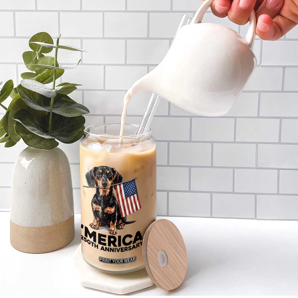 Merica Dachshund Lover Glass Can 250th Anniversary Gift TS12 Print Your Wear