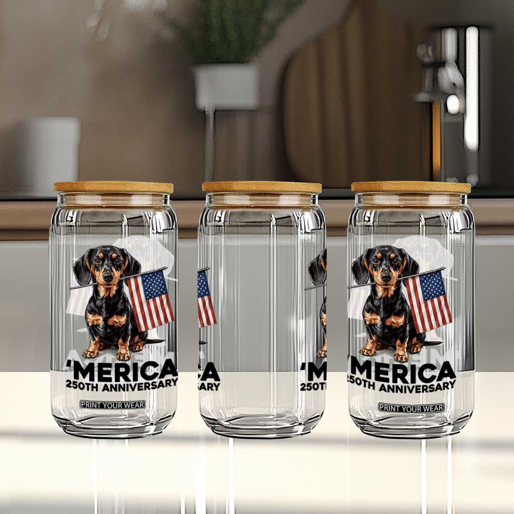 Merica Dachshund Lover Glass Can 250th Anniversary Gift TS12 Print Your Wear
