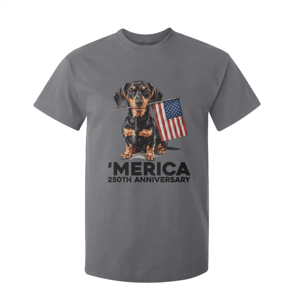 Merica Dachshund Lover T Shirt For Kid 250th Anniversary Gift TS12 Charcoal Print Your Wear