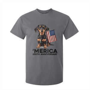 Merica Dachshund Lover T Shirt For Kid 250th Anniversary Gift TS12 Charcoal Print Your Wear