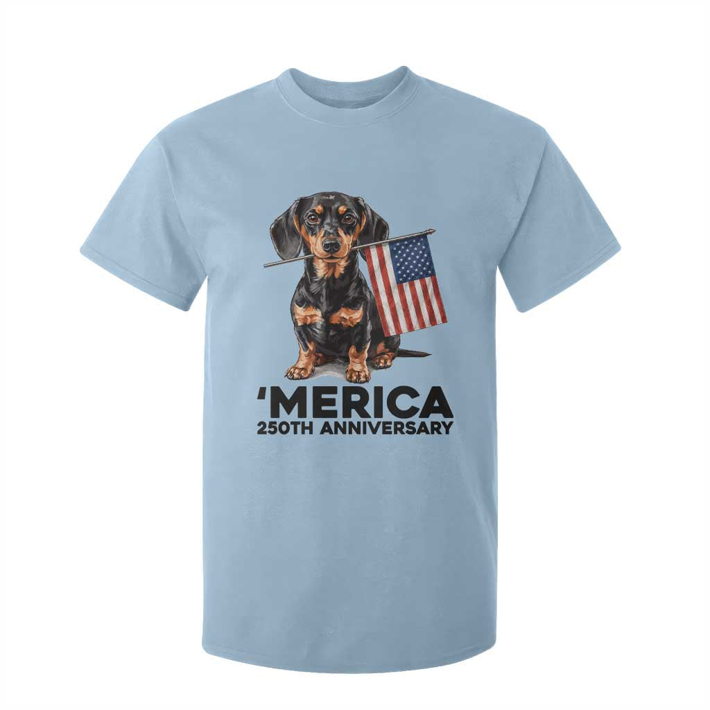 Merica Dachshund Lover T Shirt For Kid 250th Anniversary Gift TS12 Light Blue Print Your Wear