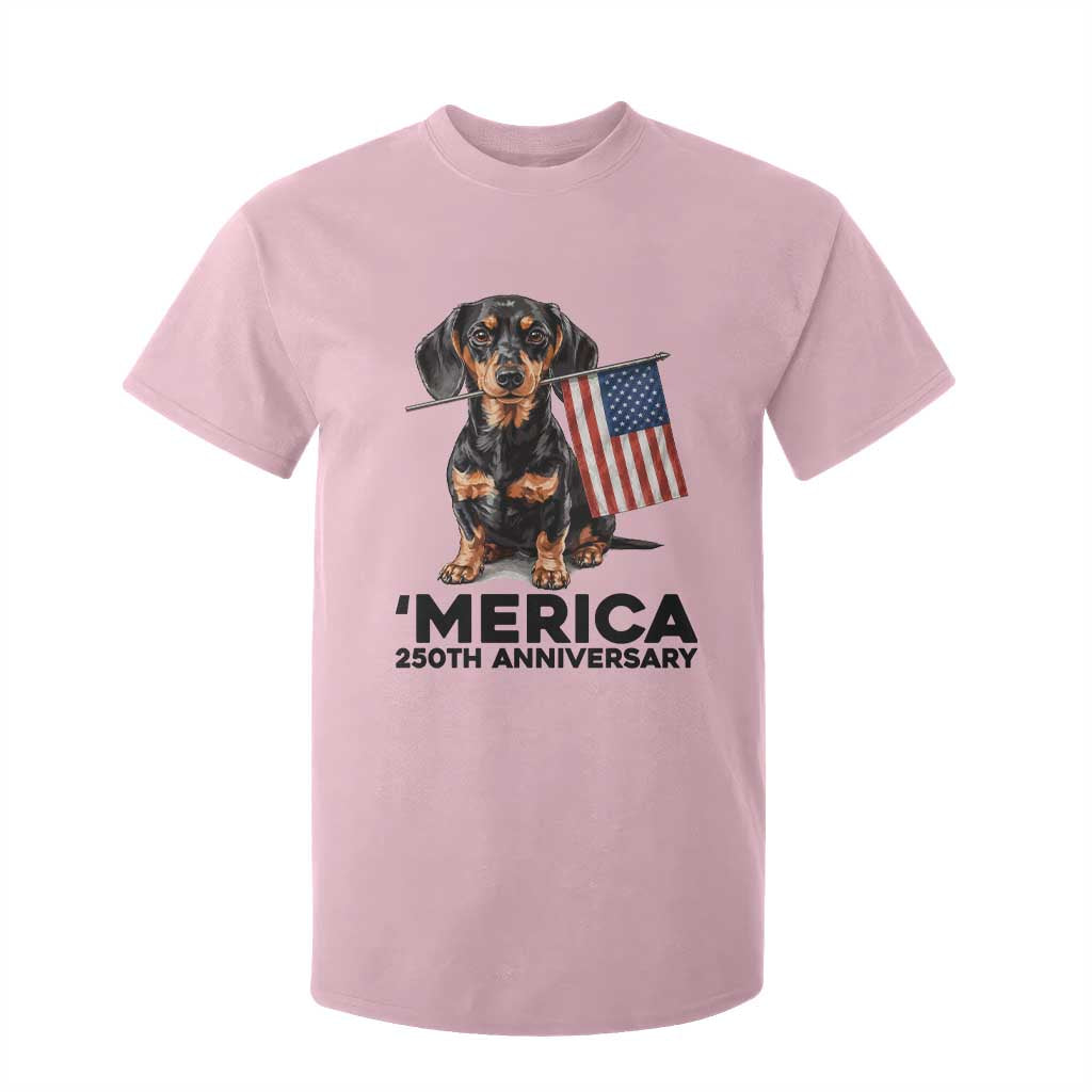 Merica Dachshund Lover T Shirt For Kid 250th Anniversary Gift TS12 Light Pink Print Your Wear