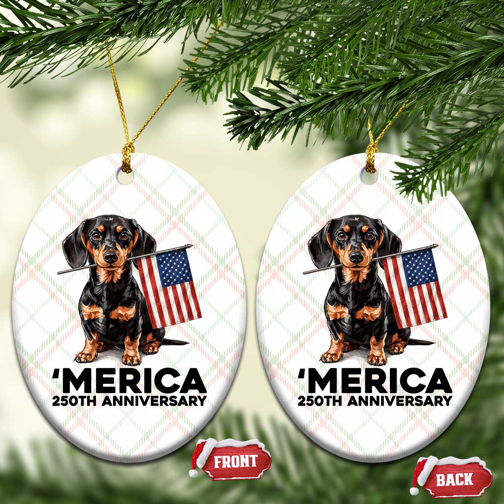 Merica Dachshund Lover Ceramic Ornament 250th Anniversary Gift TS12 Print Your Wear