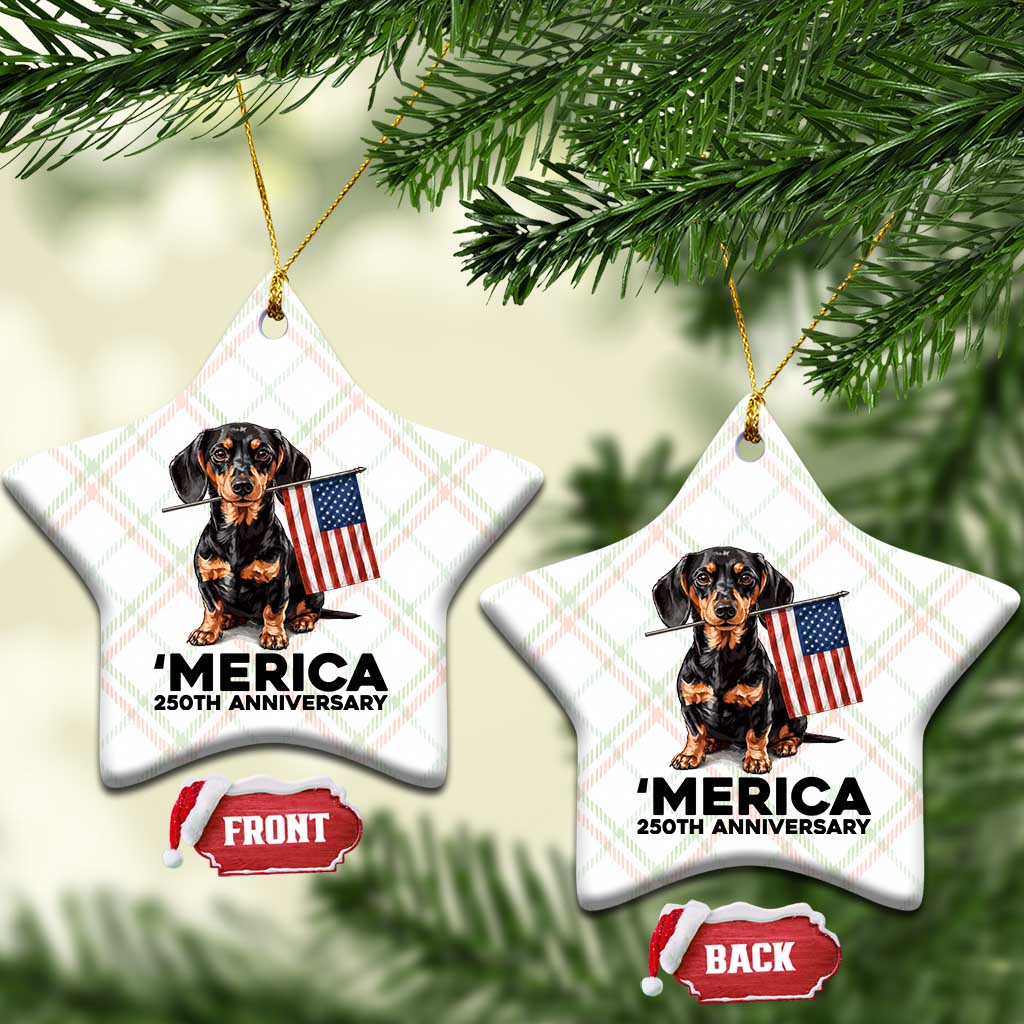 Merica Dachshund Lover Ceramic Ornament 250th Anniversary Gift TS12 Print Your Wear