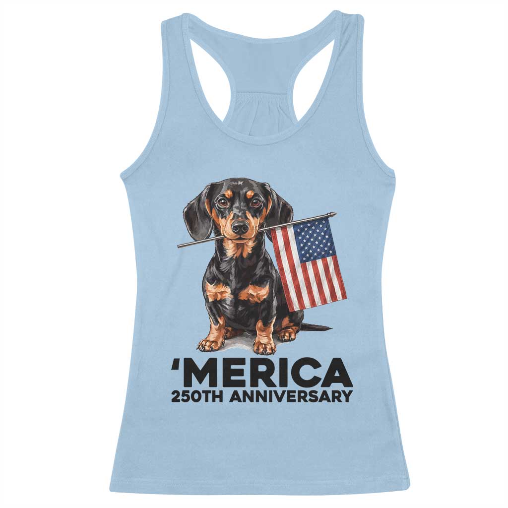 Merica Dachshund Lover Racerback Tank Top 250th Anniversary Gift TS12 Light Blue Print Your Wear