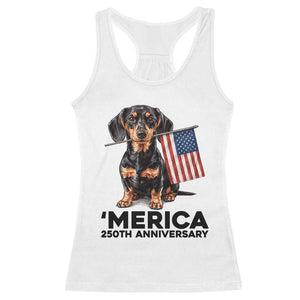 Merica Dachshund Lover Racerback Tank Top 250th Anniversary Gift TS12 White Print Your Wear