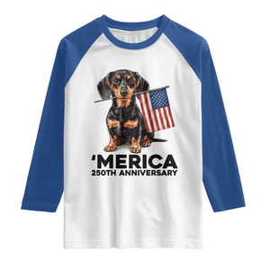 Merica Dachshund Lover Raglan Shirt 250th Anniversary Gift TS12 White Royal Print Your Wear
