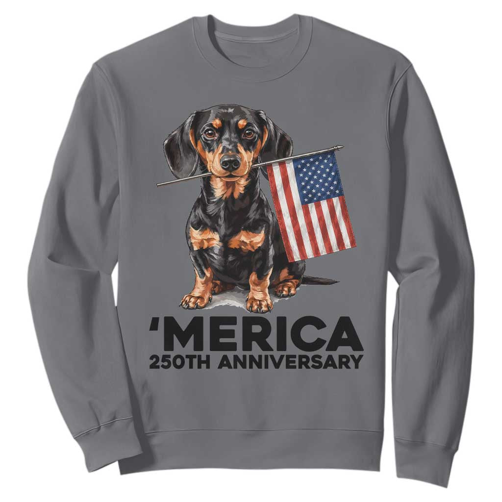 Merica Dachshund Lover Sweatshirt 250th Anniversary Gift TS12 Charcoal Print Your Wear
