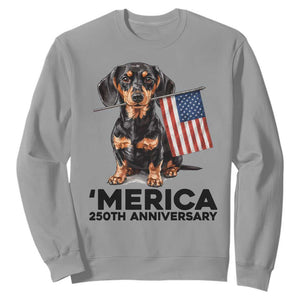 Merica Dachshund Lover Sweatshirt 250th Anniversary Gift TS12 Sport Gray Print Your Wear