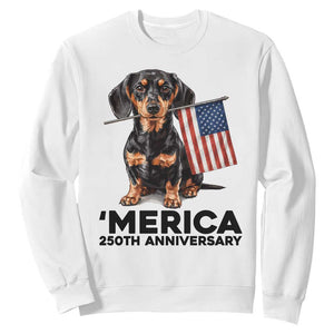 Merica Dachshund Lover Sweatshirt 250th Anniversary Gift TS12 White Print Your Wear