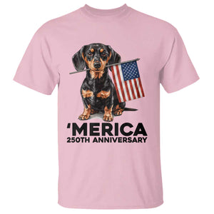 Merica Dachshund Lover T Shirt 250th Anniversary Gift TS12 Light Pink Print Your Wear