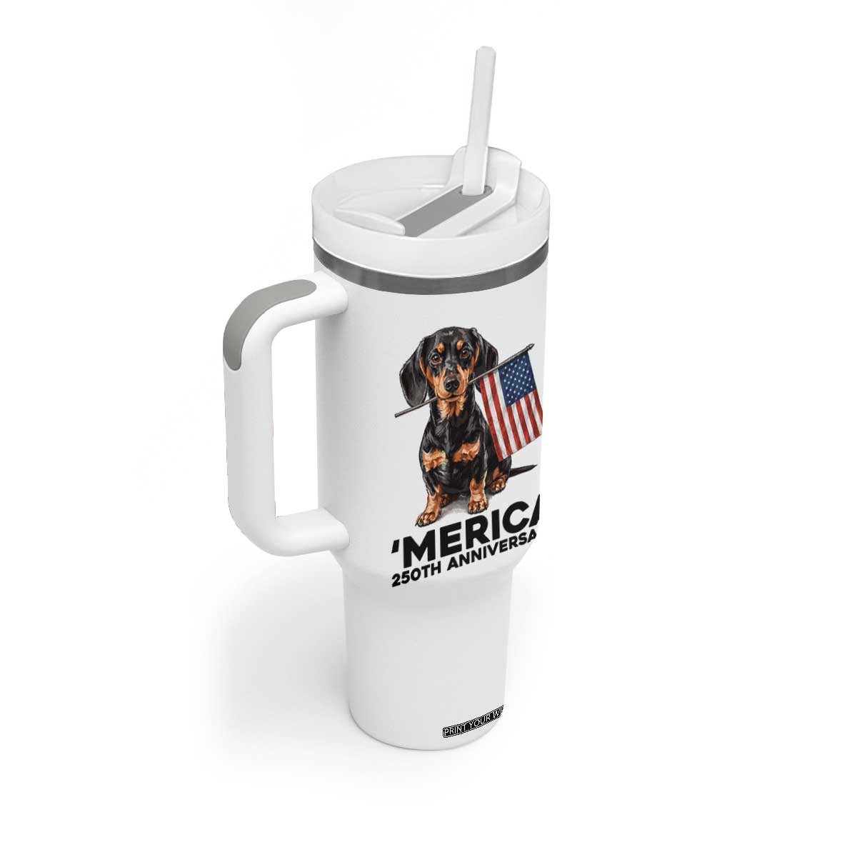Merica Dachshund Lover Tumbler With Handle 250th Anniversary Gift TS12 Print Your Wear