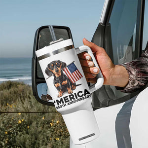 Merica Dachshund Lover Tumbler With Handle 250th Anniversary Gift TS12 Print Your Wear