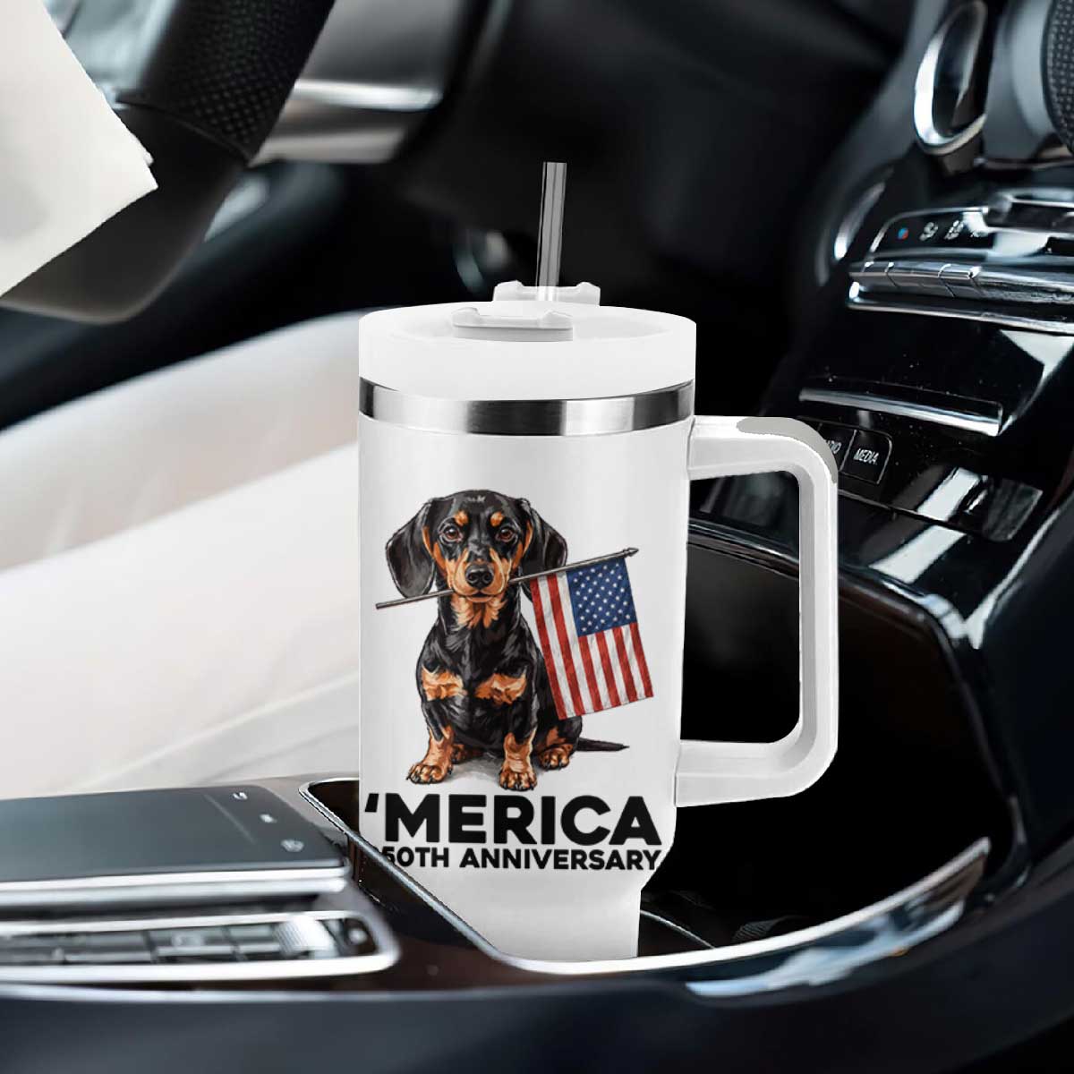 Merica Dachshund Lover Tumbler With Handle 250th Anniversary Gift TS12 Print Your Wear