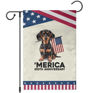 Merica Dachshund Lover Patriotic Garden Flag 250th Anniversary Gift TS12 Modern Beige Blue Print Your Wear