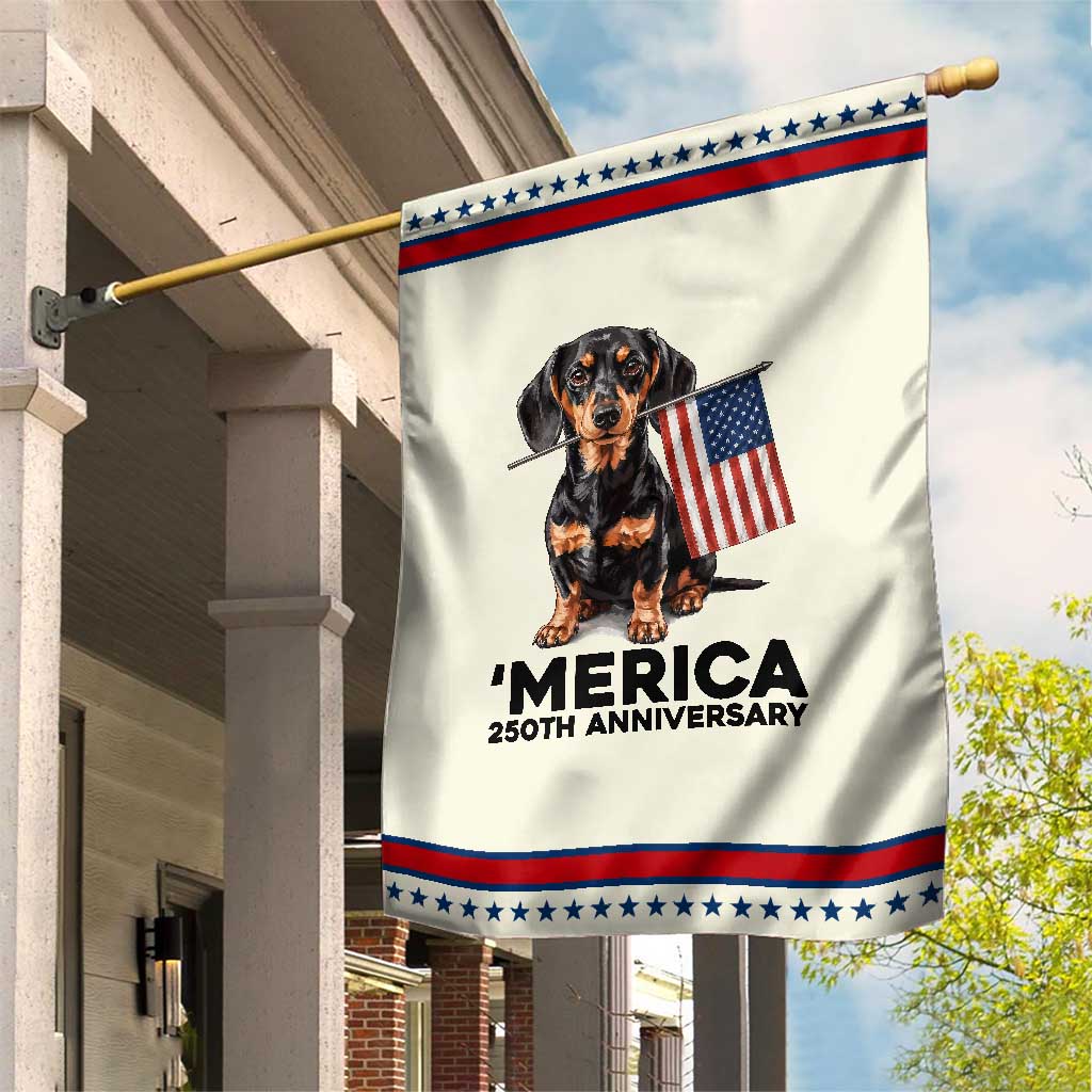 Merica Dachshund Lover Patriotic Garden Flag 250th Anniversary Gift TS12 Modern Beige Red Print Your Wear