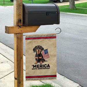 Merica Dachshund Lover Patriotic Garden Flag 250th Anniversary Gift TS12 Vintage Rustic Tan Red Print Your Wear