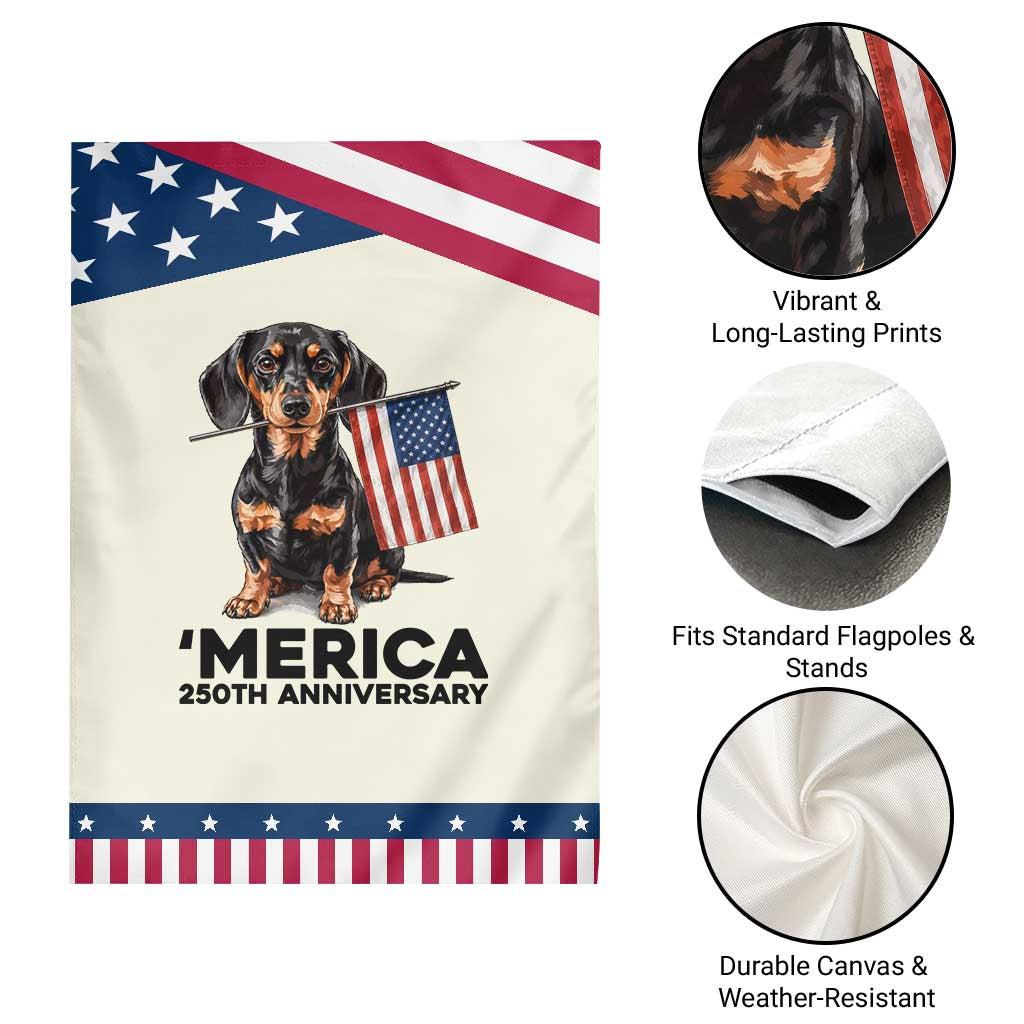 Merica Dachshund Lover Patriotic Garden Flag 250th Anniversary Gift TS12 Print Your Wear