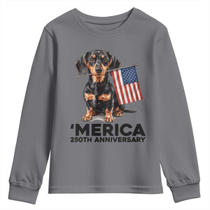 Merica Dachshund Lover Youth Sweatshirt 250th Anniversary Gift TS12 Charcoal Print Your Wear