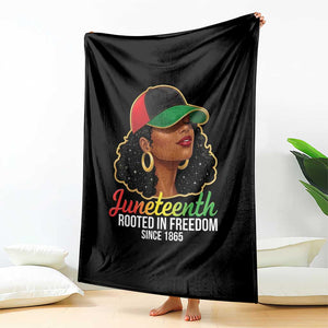 Black Woman Juneteenth Graphic Throw Blanket Rooted In Freedom Since 1865 TS12 Print Your Wear