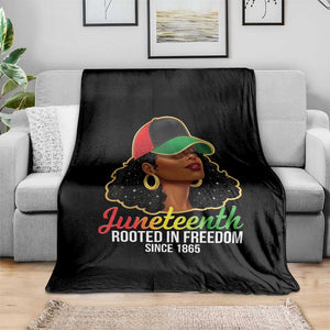 Black Woman Juneteenth Graphic Throw Blanket Rooted In Freedom Since 1865 TS12 Print Your Wear