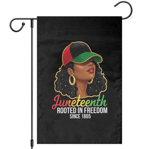 Black Woman Juneteenth Graphic Garden Flag Rooted In Freedom Since 1865 TS12 Black Print Your Wear