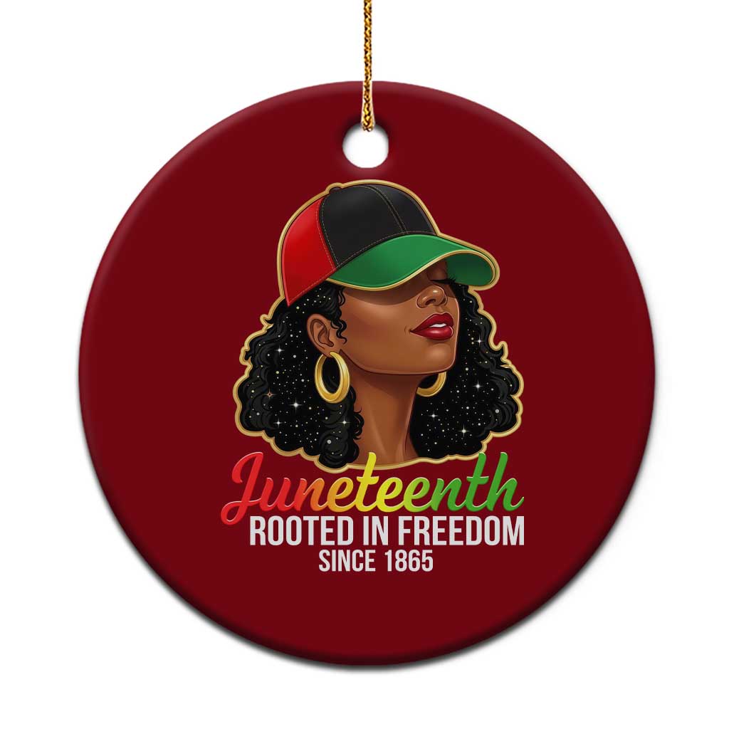 Black Woman Juneteenth Graphic Ceramic Ornament Rooted In Freedom Since 1865 TS12 1pc Red Print Your Wear