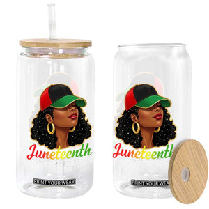 Black Woman Juneteenth Graphic Glass Can Rooted In Freedom Since 1865 TS12 Print Your Wear