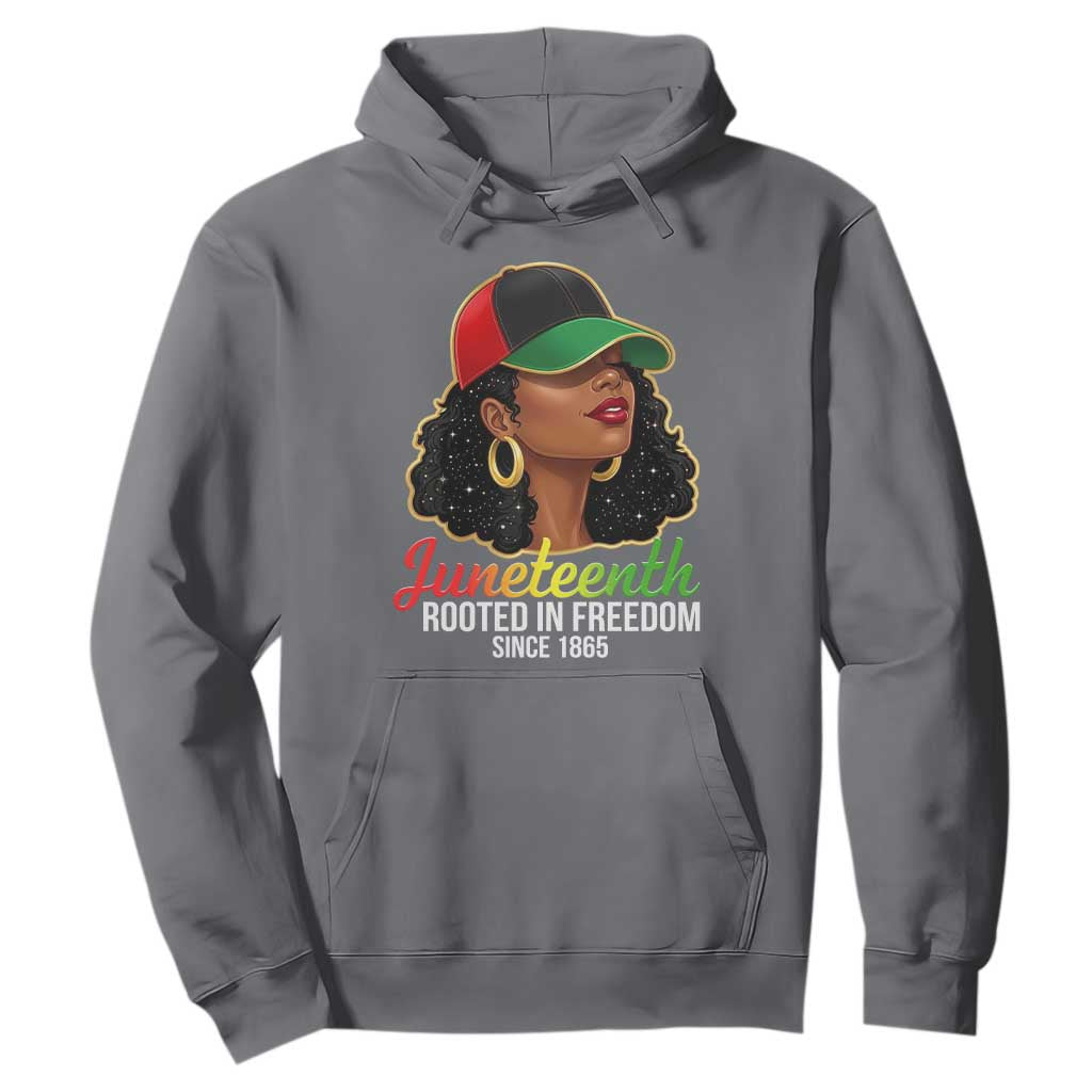 Black Woman Juneteenth Graphic Hoodie Rooted In Freedom Since 1865 TS12 Charcoal Print Your Wear