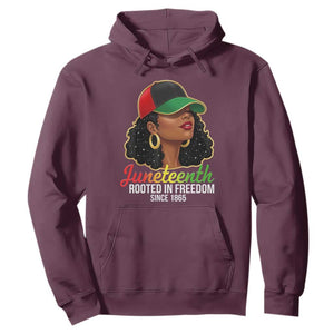 Black Woman Juneteenth Graphic Hoodie Rooted In Freedom Since 1865 TS12 Maroon Print Your Wear
