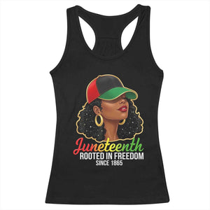 Black Woman Juneteenth Graphic Racerback Tank Top Rooted In Freedom Since 1865 TS12 Black Print Your Wear