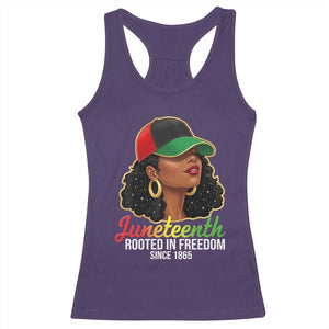 Black Woman Juneteenth Graphic Racerback Tank Top Rooted In Freedom Since 1865 TS12 Purple Print Your Wear