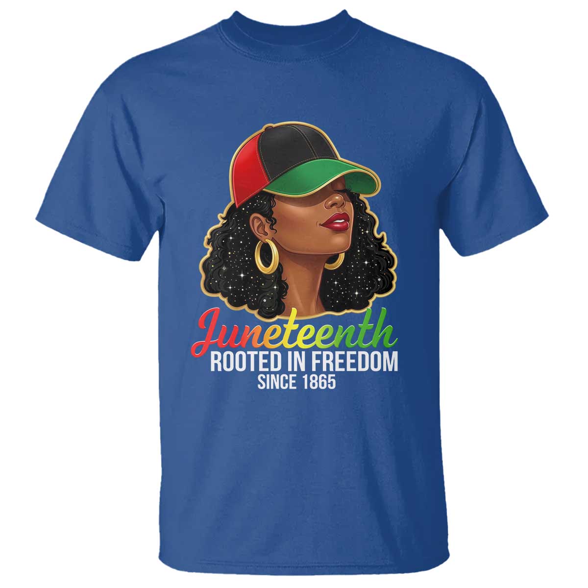 Black Woman Juneteenth Graphic T Shirt Rooted In Freedom Since 1865 TS12 Royal Blue Print Your Wear