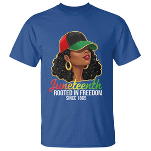 Black Woman Juneteenth Graphic T Shirt Rooted In Freedom Since 1865 TS12 Royal Blue Print Your Wear