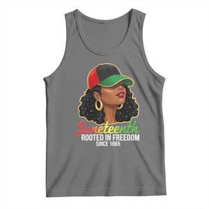 Black Woman Juneteenth Graphic Tank Top Rooted In Freedom Since 1865 TS12 Black Heather Print Your Wear