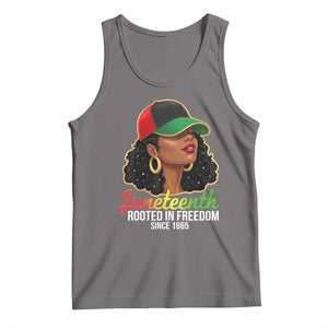 Black Woman Juneteenth Graphic Tank Top Rooted In Freedom Since 1865 TS12 Deep Heather Print Your Wear