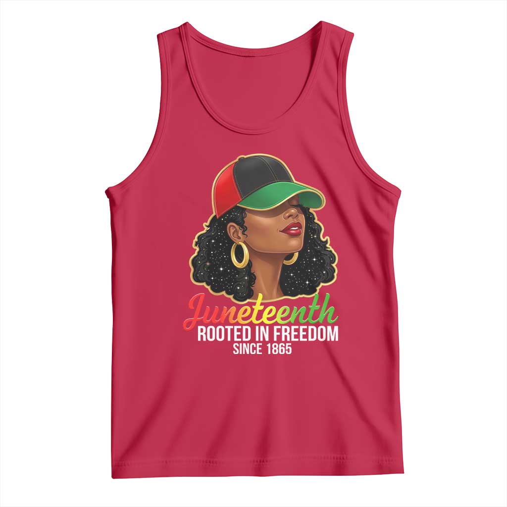 Black Woman Juneteenth Graphic Tank Top Rooted In Freedom Since 1865 TS12 Red Print Your Wear