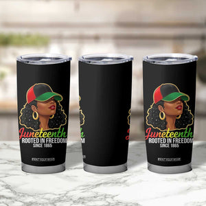 Black Woman Juneteenth Graphic Tumbler Cup Rooted In Freedom Since 1865 TS12 Print Your Wear