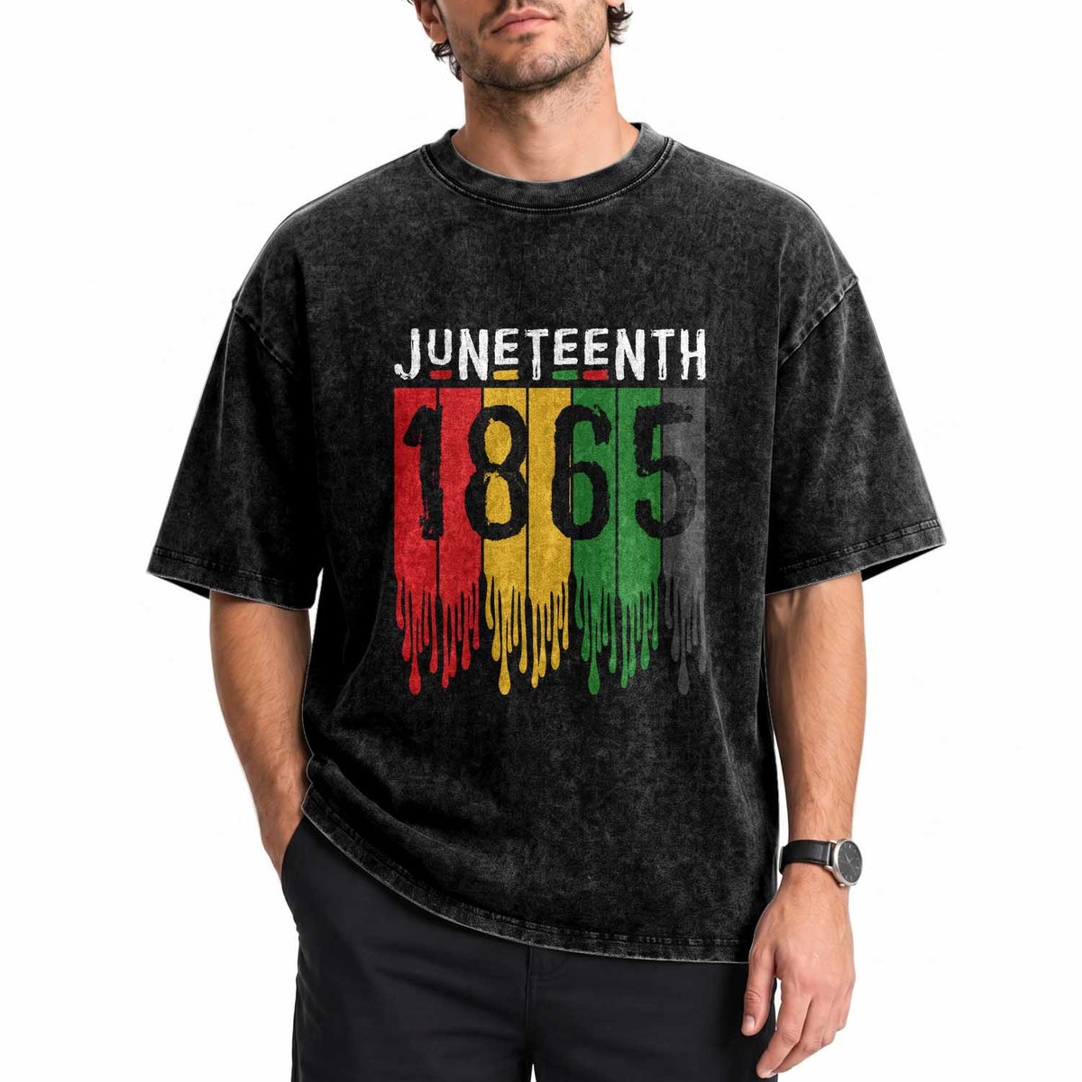 Juneteenth Freedom Pride Washed Cotton T-Shirt African American Heritage Graphic