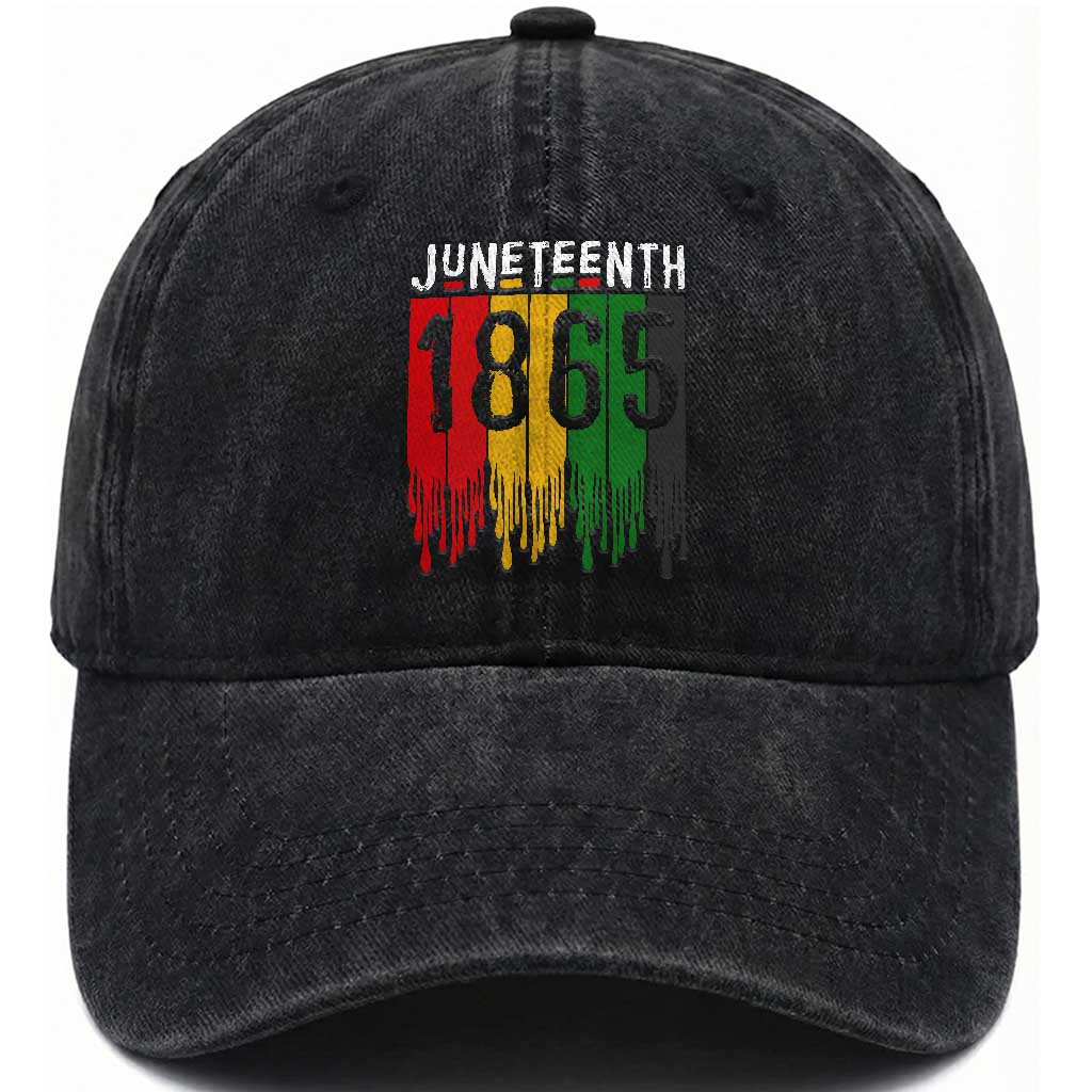 Juneteenth Freedom Pride Washed Cotton Baseball Cap African American Heritage Graphic TS12 Print Your Wear